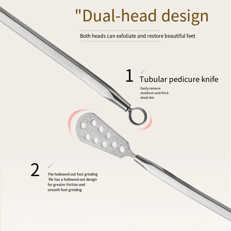 プロのフットグラインダー、角質除去ツール、両端ステンレス鋼フットファイル、ペディキュアスクラバー、角質除去ツール