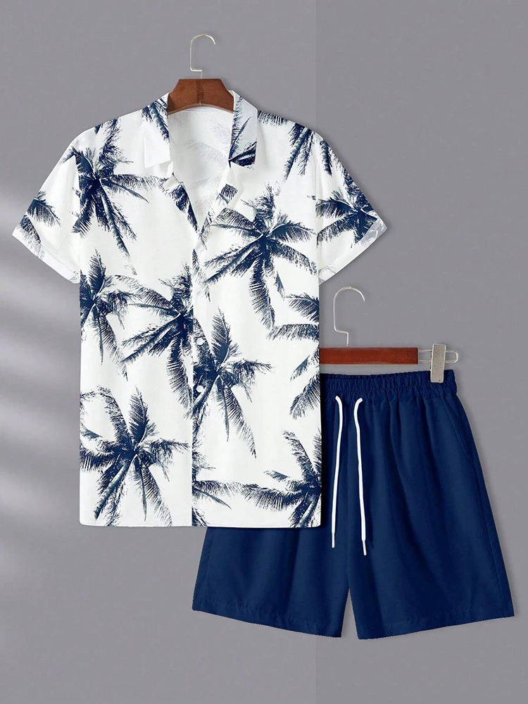 Camisa de manga corta con estampado 3D para hombre, conjunto de pantalones cortos de playa, moda urbana de verano, camisa informal para hombre,