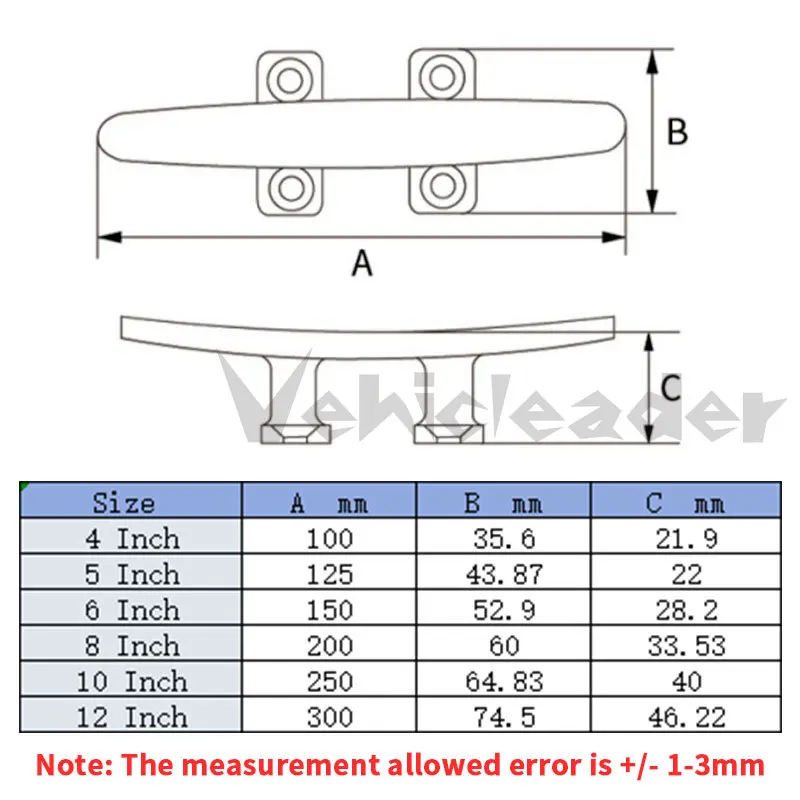 4 Inch To 12 Inch Marine Boat Cleat Boat Grab Handle 316 Stainless Steel Boats Deck Dock Rope Cleat Hardware for Marine Yacht