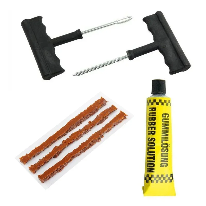 Kit d'outils de réparation de crevaison de voiture, moto, vélo, outil de réparation de pneus sans chambre à air, bandes de caoutchouc, outils de prise