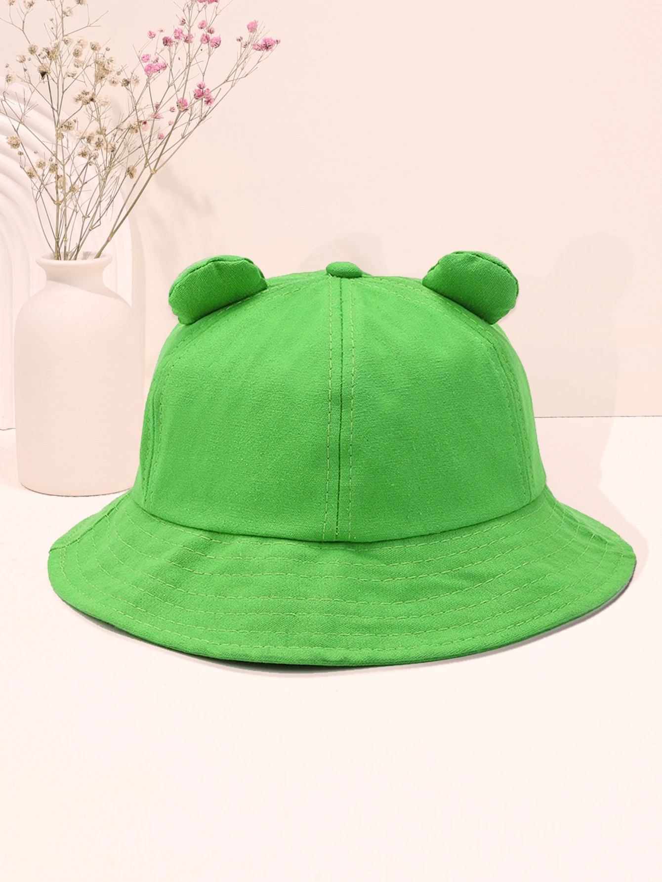 ฤดูใบไม้ผลิและฤดูร้อนการ์ตูนกบหมวกชาวประมงพ่อแม่ลูกหมวกบังแดดปักกบน่ารัก