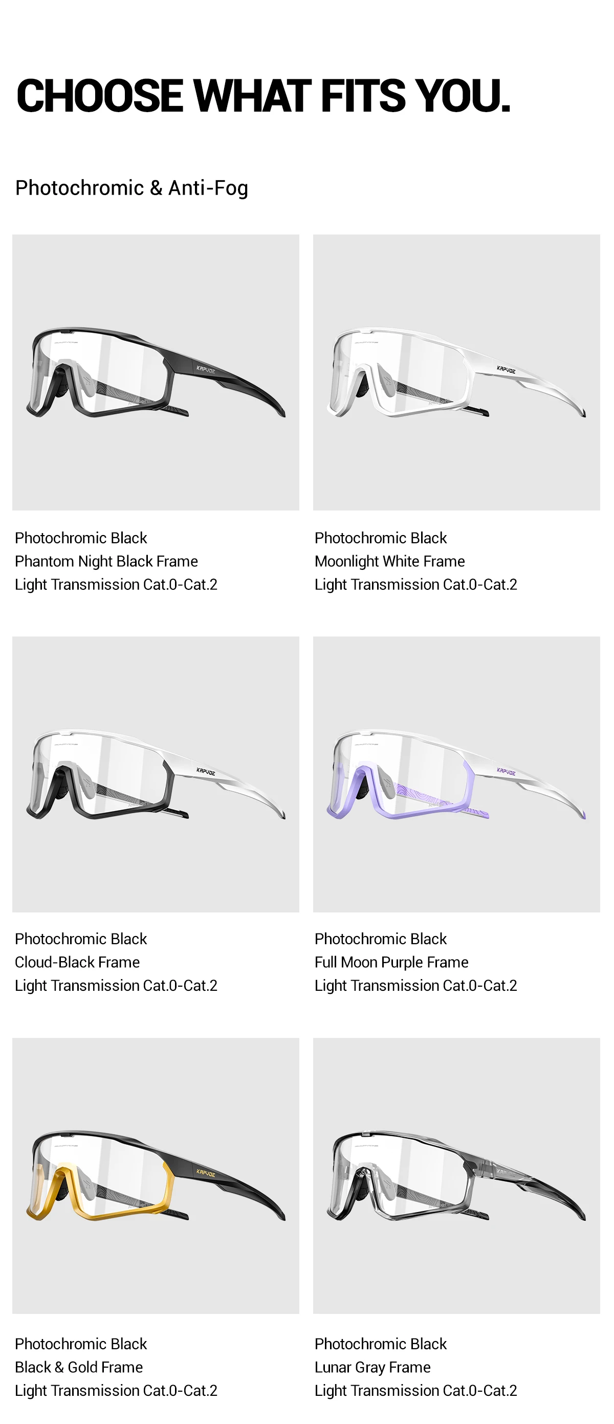 KAPVOE Anti-Beschlag Photochrome Radsport-Sonnenbrille UV400 Fahrradbrille MTB Bike Nachtfahrbrille Outdoor Sport Golf Eyewear – Detail 12