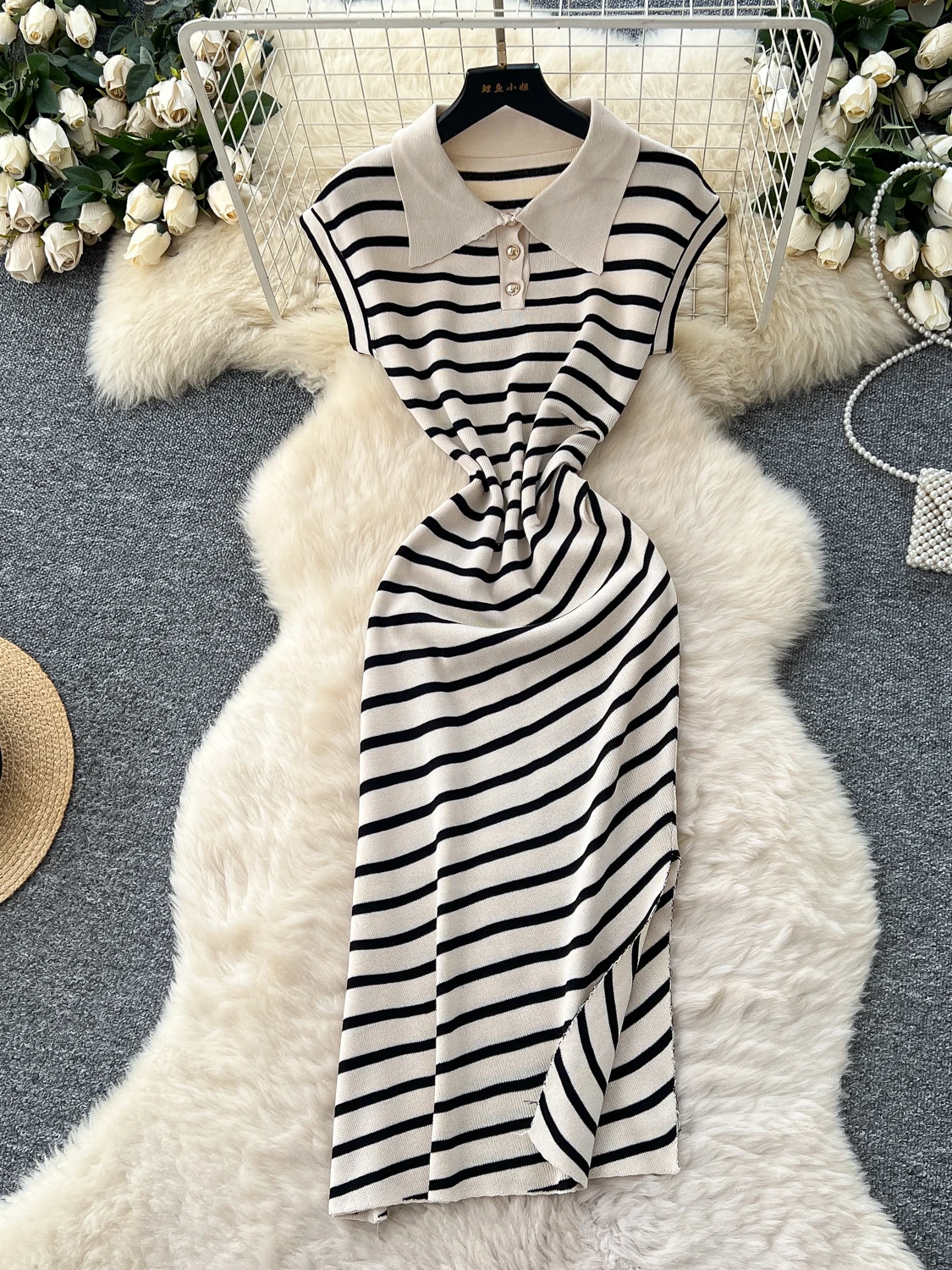 Chic Sommer Polka Dot ort Sve Ne Dr Damen Taille Cinching mittellanger A-Linie Rock Korean Sle Pendeln Dr