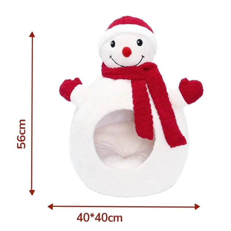 Christmas Cat Bed for Indoor Cats Cute snowman and Santa Claus dog and cat house bed