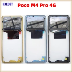 For Xiaomi Poco M4 Pro 4G Middle Frame Faceplate Front Frame Bezel Middle Housing Chassis + Camera Lens + Volume Buttons  Parts