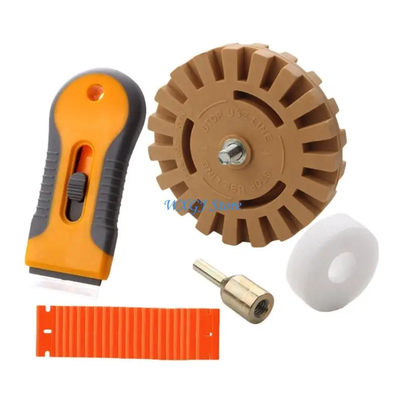 

37JE 4Inch Auto Detailing Scrapers Set With 20Pcs Plastic Blade And Removal Wheel For Car Body Repair Adhesive Remover Tool
