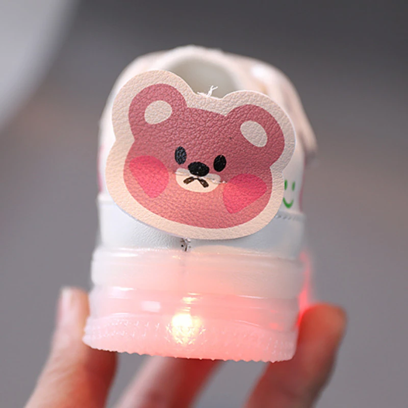 Children Shoes for Boys Girls Luminous Casual Sneakers Kids Shoes LED Lights Non-slip Soft Glowing Little Bear Toddler Shoes