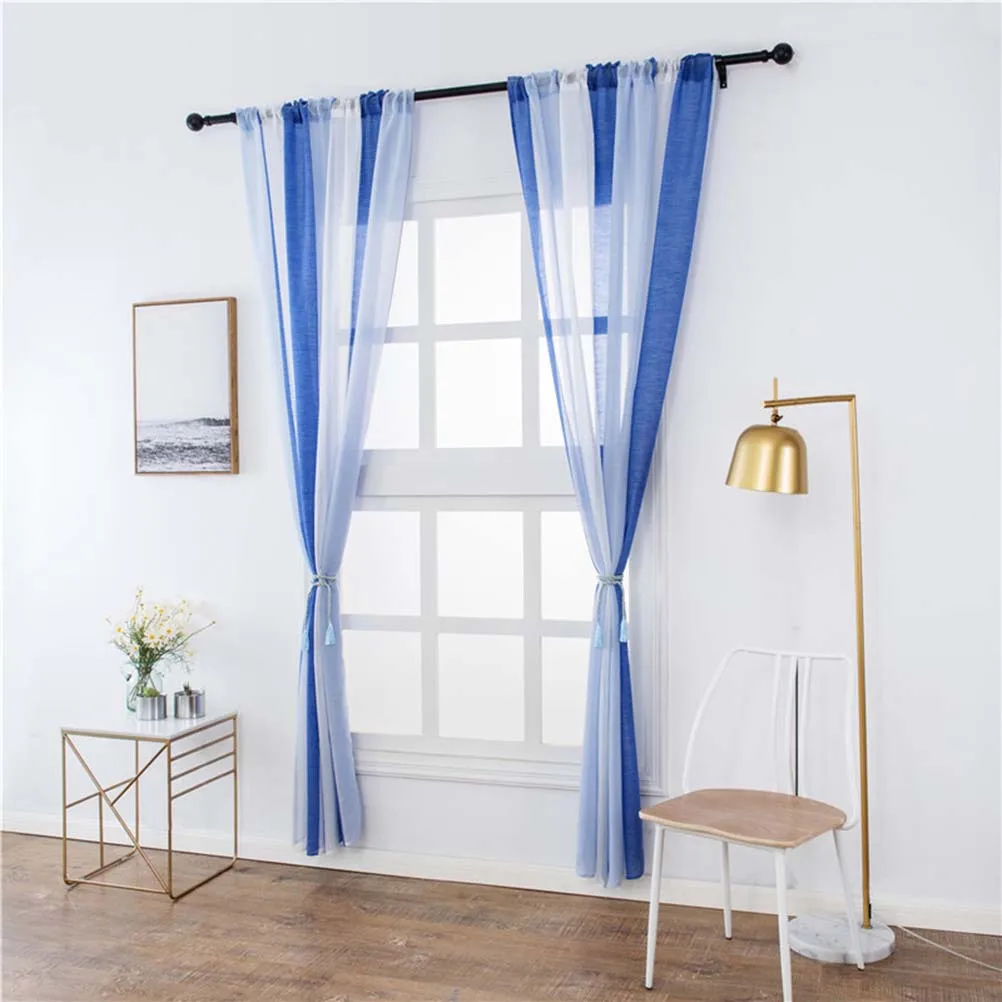 

100x200cm Window Sheer Premium Voile Curtains Multicolor Striped Minimalist Design Natural Light Filtering for Bedroom Bathroom