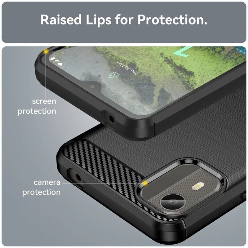 Carbon Fiber Texture TPU Case for Nokia C12 Pro C22 C32 G22 G400 C100 C200 C21 Plus G21 G11 Shockproof Protective Cover Fundas