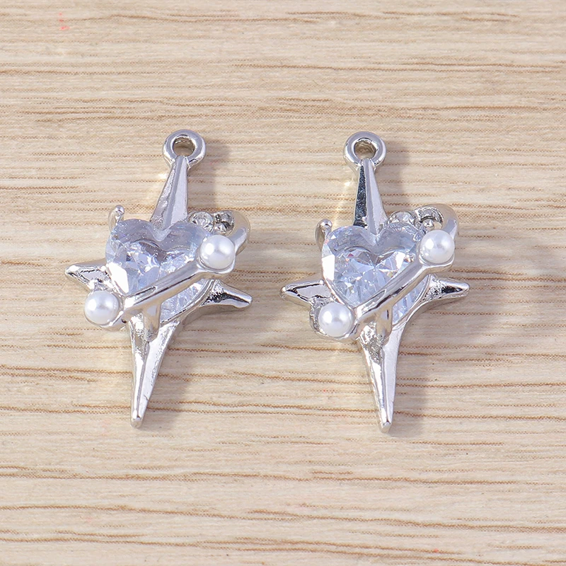 Tusember 4 Stück 12 x 22 mm brillante Kristall-Polaris-Stern-Anhänger für die Schmuckherstellung, DIY, handgefertigte Halskette, Ohrringe, Basteln – Detail 6