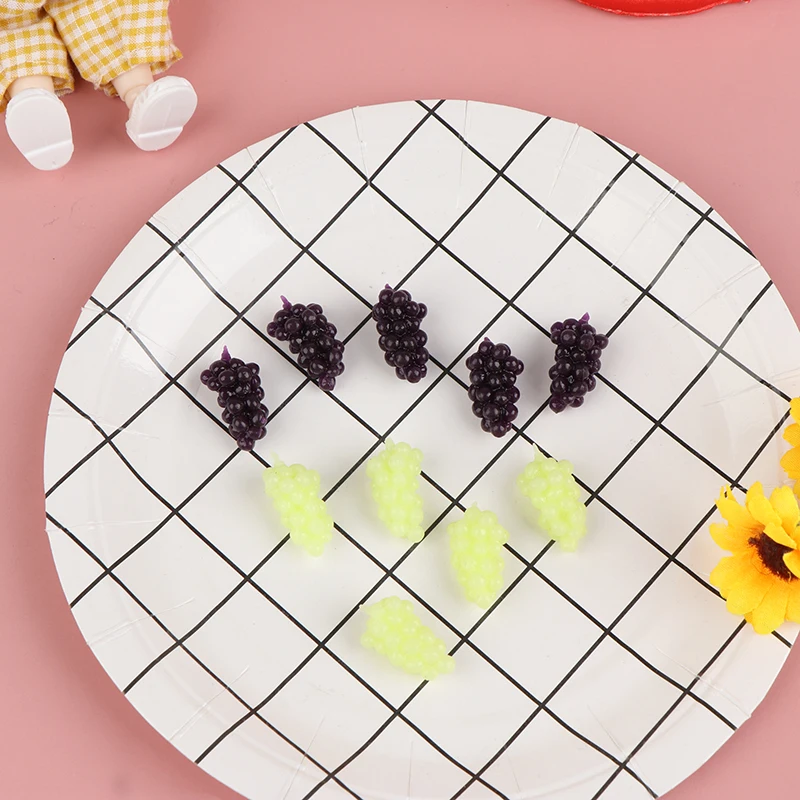 Oferta Especial: Juego de 5 Uvas Miniatura para Casa de Muñecas, Frutas Simuladas de TPR, Uvas Pequeñas y Suaves