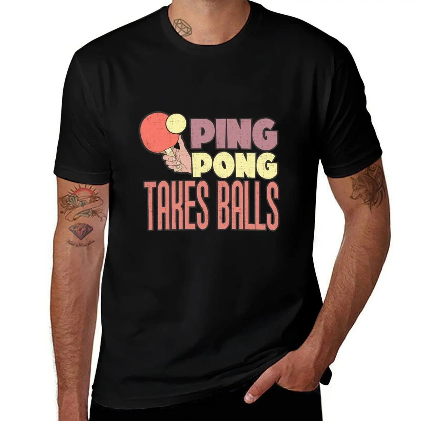 PING PONG Takes Balls T-Shirt Functional Casual Short Sleeve Tee T-Shirt