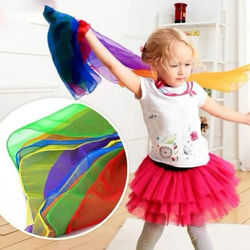 

Gymnastics Scarves 6 Colors Candy Colored Juggling Dance Scarves Outdoor Game Toys Performance Prop for Kids Adults