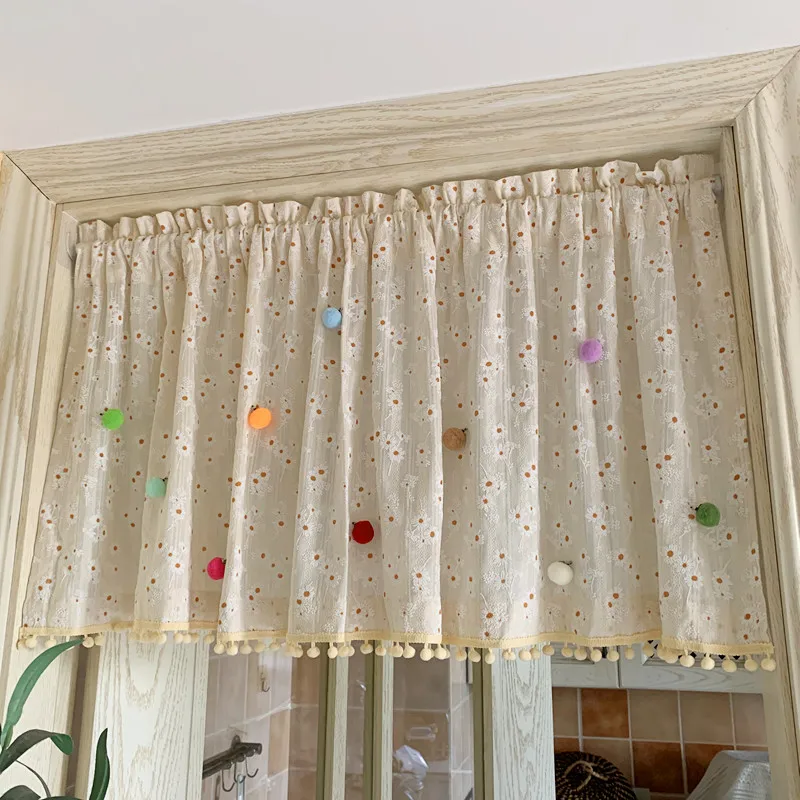 French pastoral floral door curtain cotton and linen bedroom partition bathroom feng shui curtain