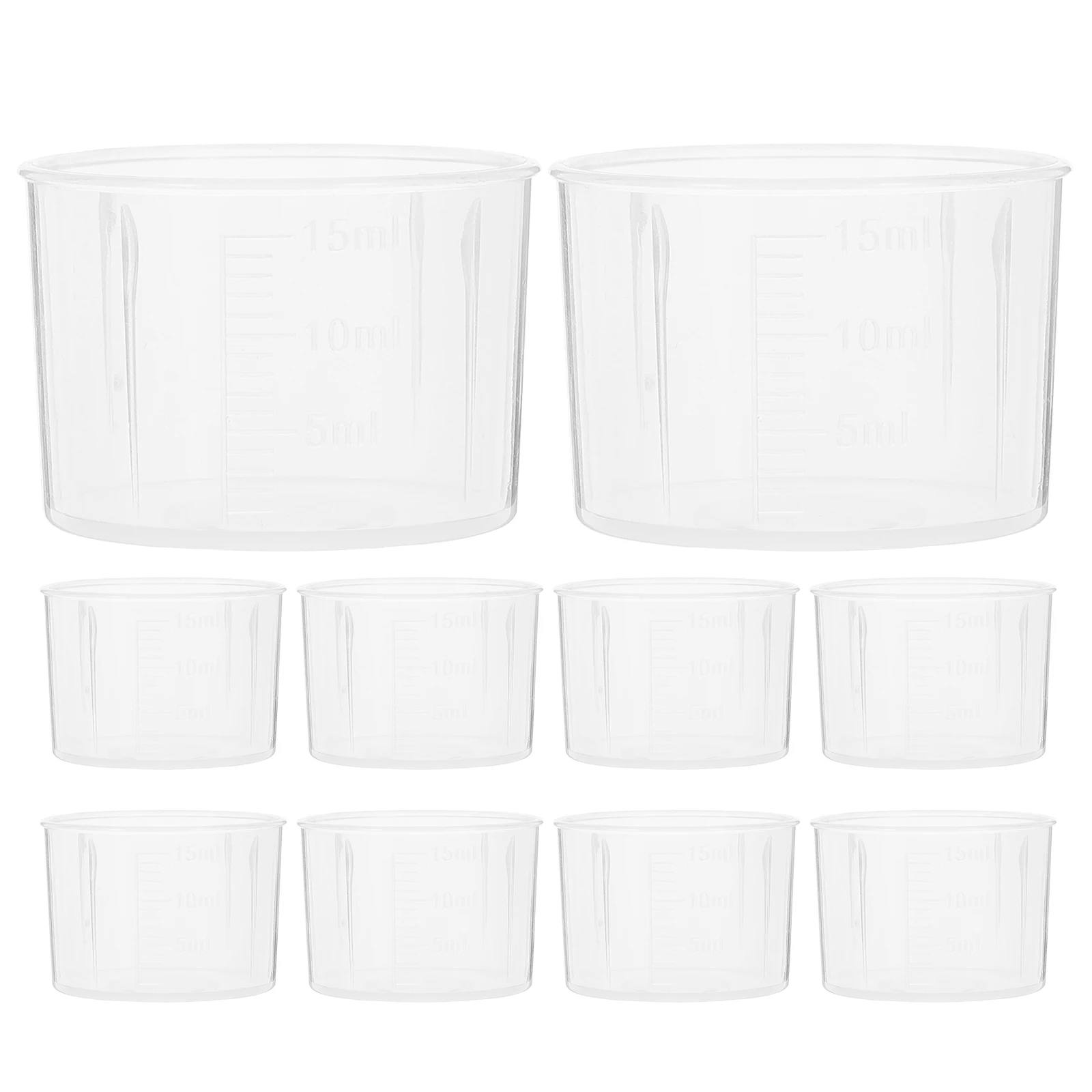 

10pcs Measuring Cup 15Ml Transparent Plastic Graduated Beaker Liquid Medicine Mixing Lab Kitchen Reusable Pp Clear