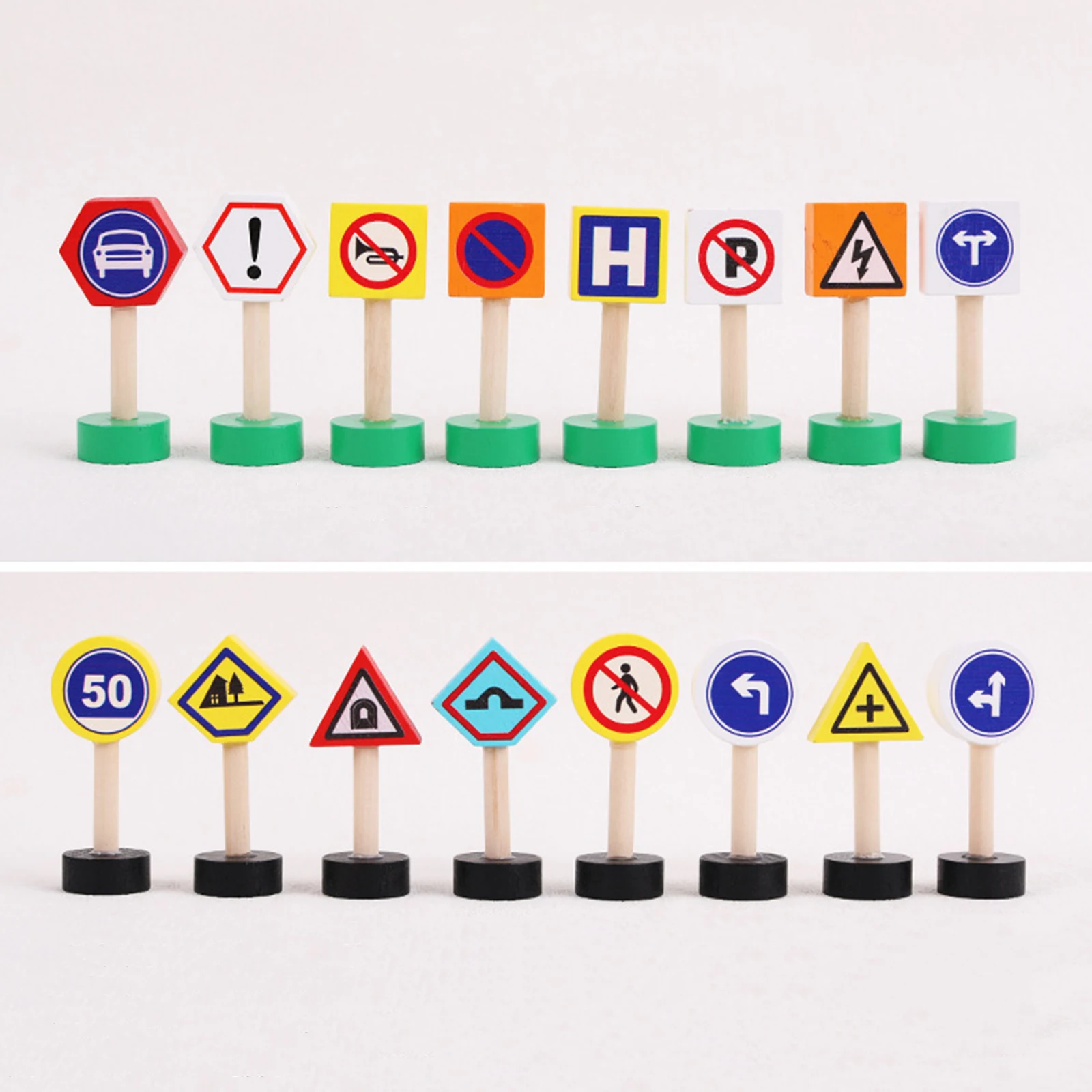 لافتات طريق المرور الخشبية للأطفال - مكعبات بناء للتوعية بالسلامة |   ألعاب التعليم المبكر