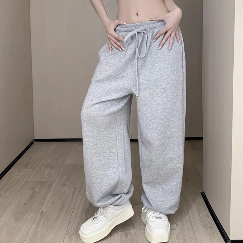 Deeptown Sweatpants Wide Leg Women Casual Classic Loose Gray Joggers Sports Oversized Trousers Female Baggy Streetwear All-match