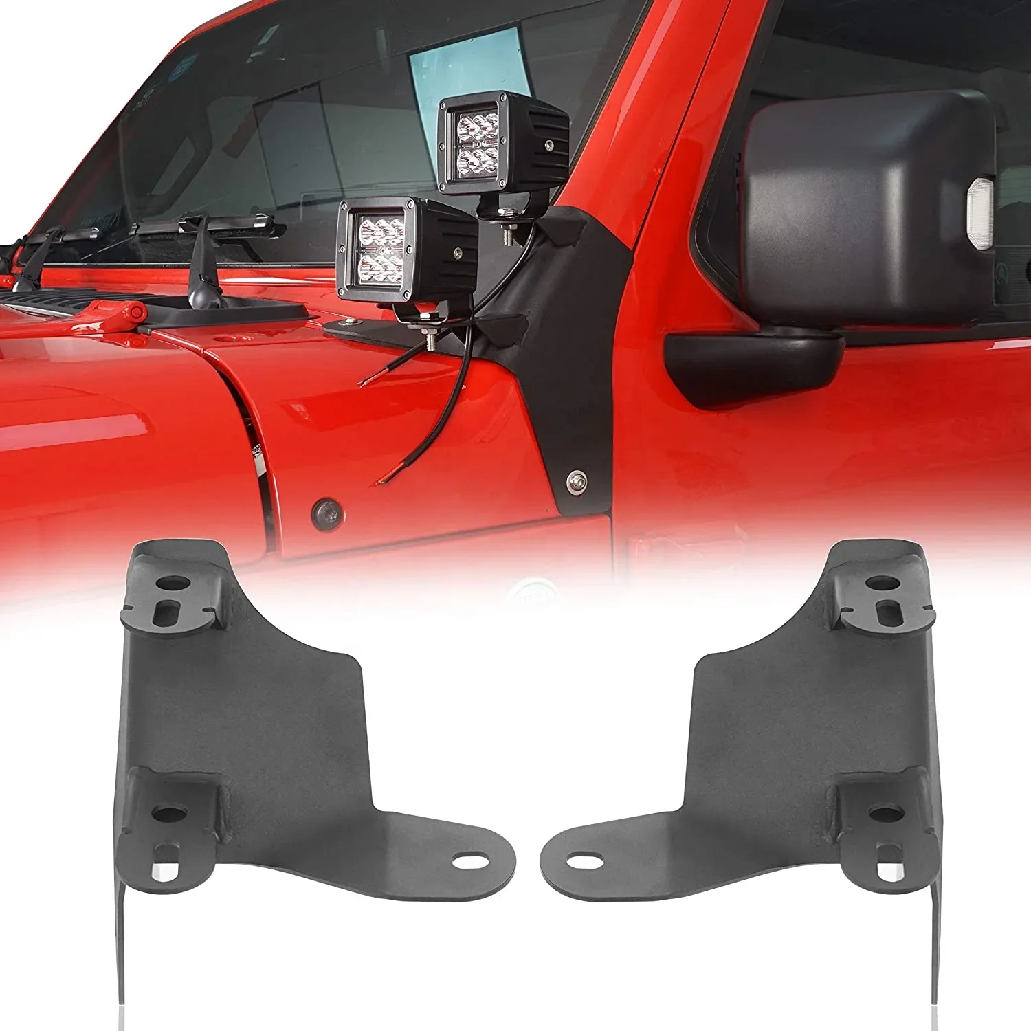 

OVOVS For Jeep Wrangler JL Jeep Gladiator JT 2018 2019 2020 2021 Dual A-Pillar Light Bar Mounting Brackets