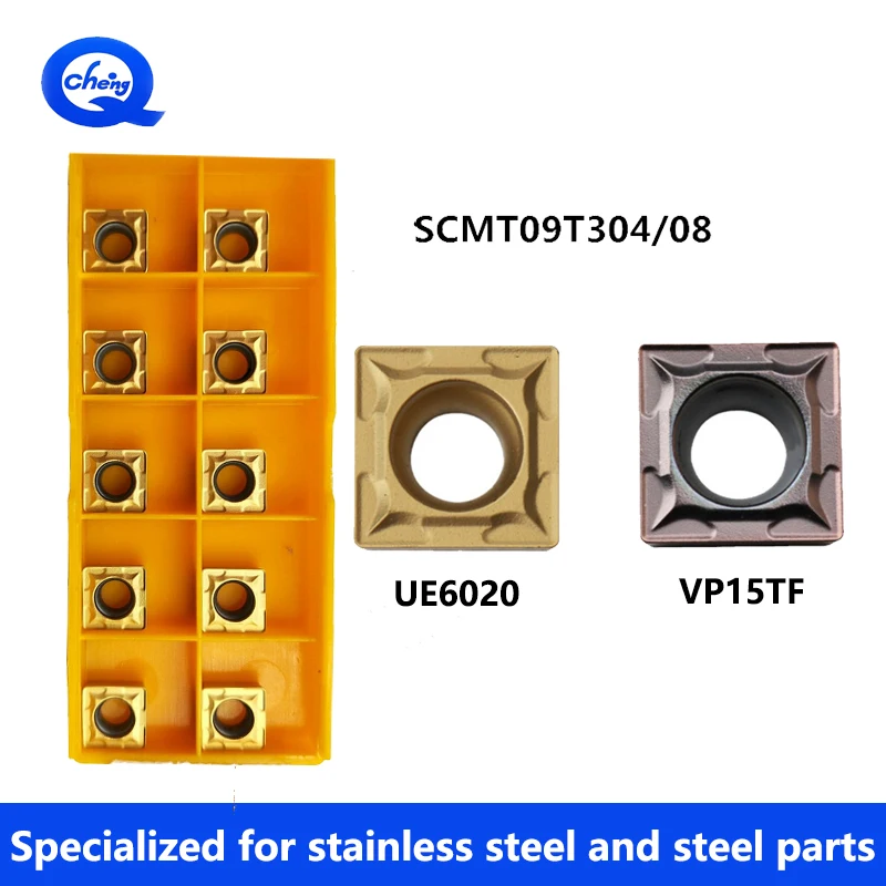 

10PCS SCMT09T304 VP15TF UE6020 US735 CNC Lathe Cutter Cutting Carbide Inserts SCMT09T308 Turning Tools For Stainless Steel