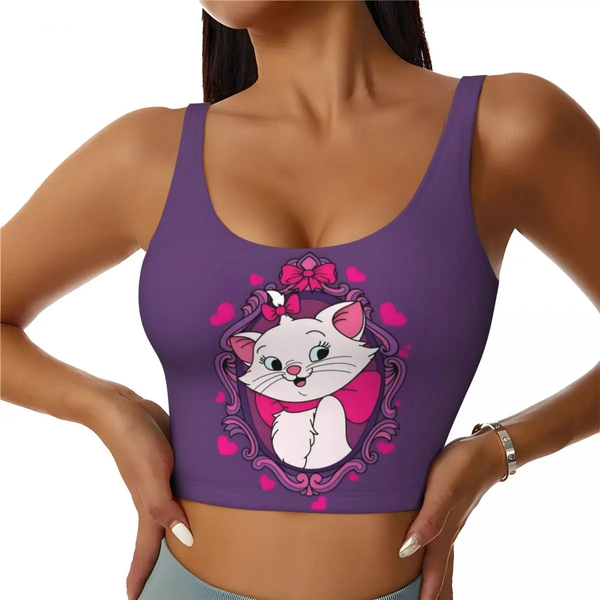 

Custom Women's The Aristocats Sports Bra Cat Manga High Impact Gym Workout Yoga Crop Tank Tops