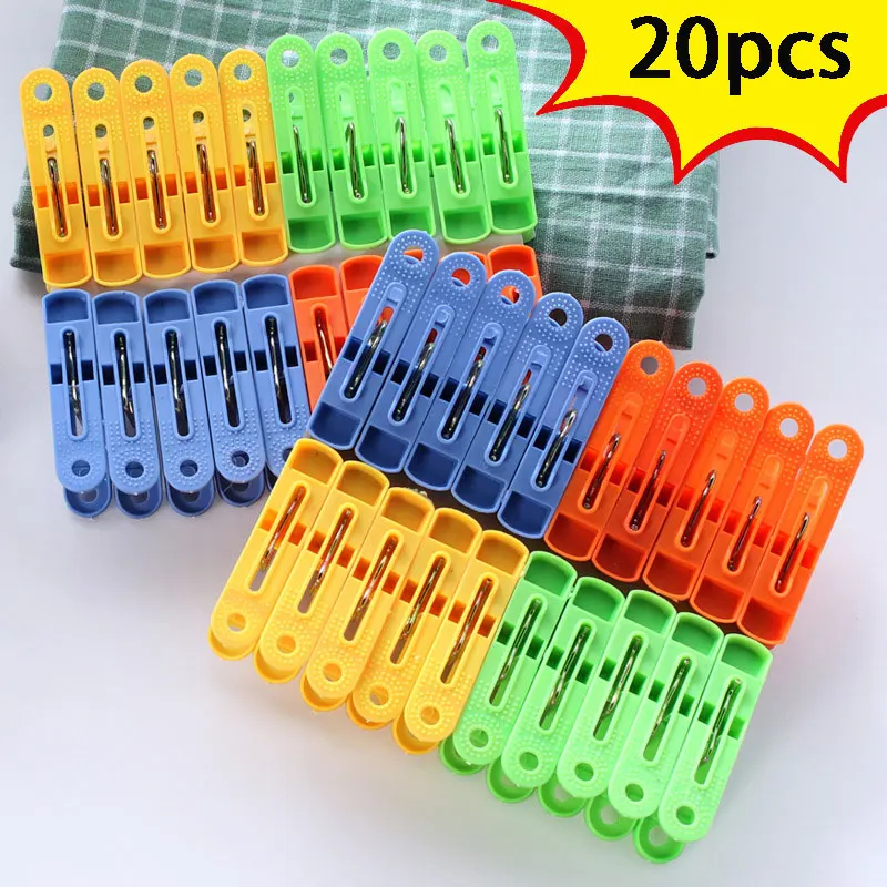 20pcs / pack Plastic Clothespins Clothes Pegs Laundry Hanging Pin Clip Household Clothespins Socks Underwear Drying Rack Holder