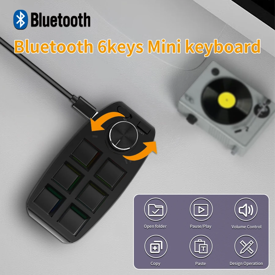 

Bluetooth-клавиатура, USB-макро, пользовательская мини-клавиатура, 6 клавиш, 1 ручка, копия, вставить, механическая клавиатура «сделай сам», игровой рисунок, портативная горячая замена