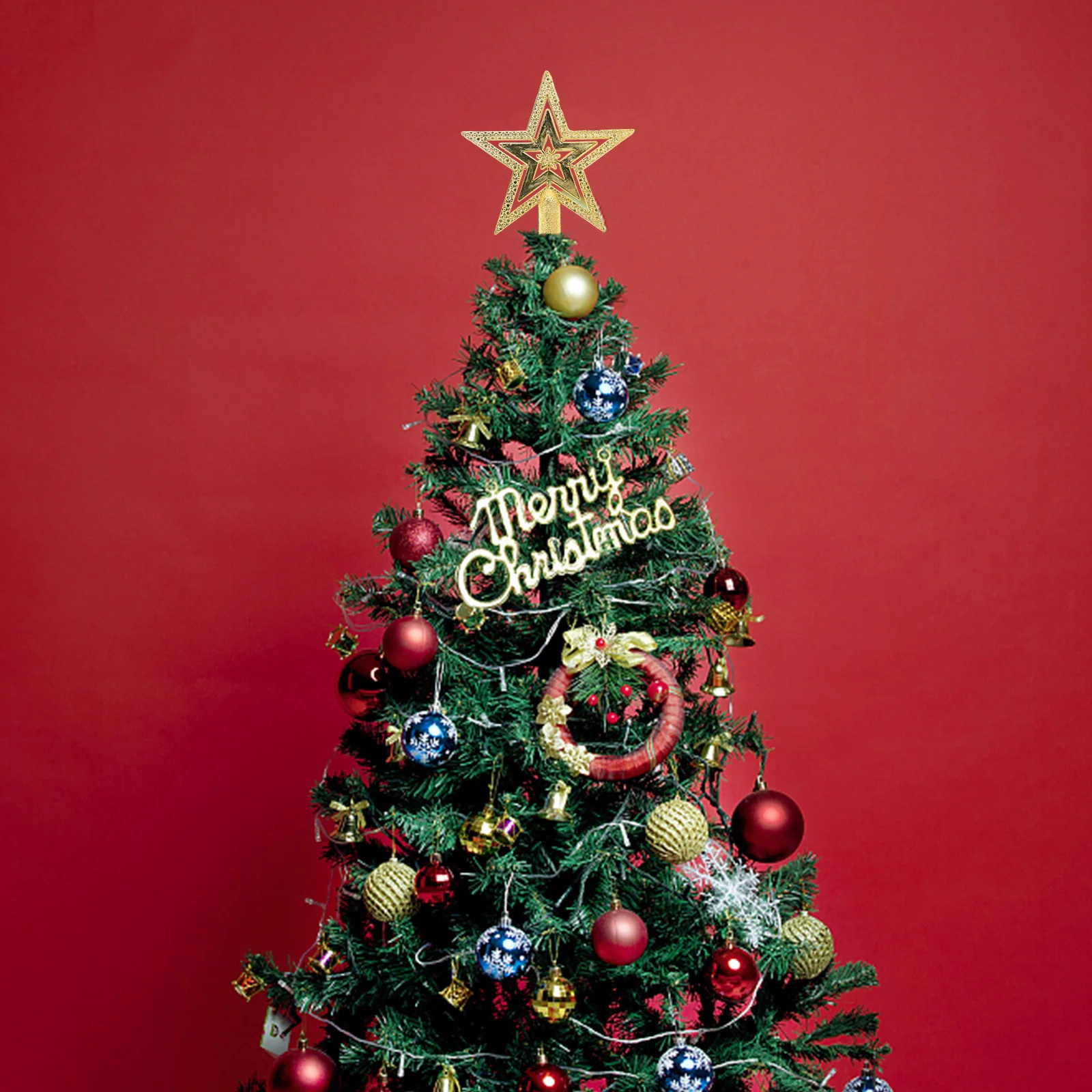 

10cm Christmas Tree Topper Star Long-Lasting Use Characteristic Exquisite Details Gold Christmas Tree Star Topper