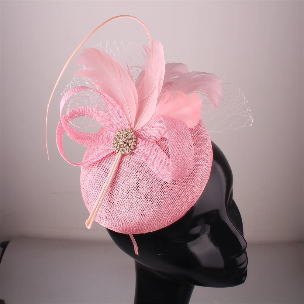 Yellow Wedding Bow Fascinator Wedding Hat Chic Women Occasion Church Headpieces Sinamay Chapeau Cap Ladies Party Dinner Headwear