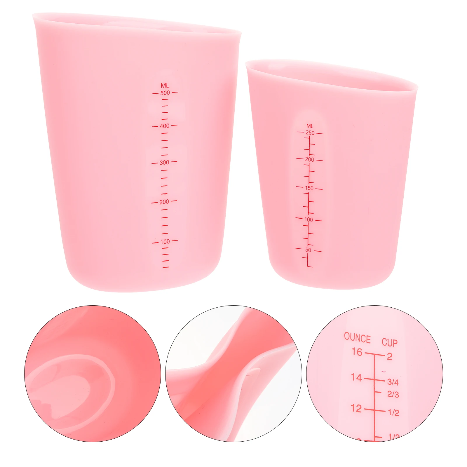 

2pcs Silicone Measuring Cups Flexible Scale Tools for Liquids Kitchen Crafting Mixing Pouring Graduated Containers