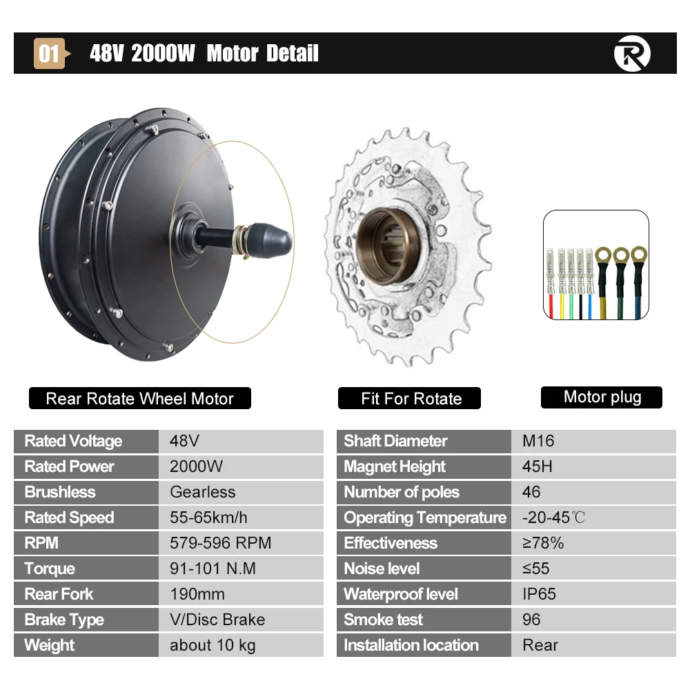 Fat E-bike Conversion Kit 48V2000W Electric Snow Bike Conversion Kit 20 24 26inch *4.0  Ebike Brushless Hub Motor Wheel