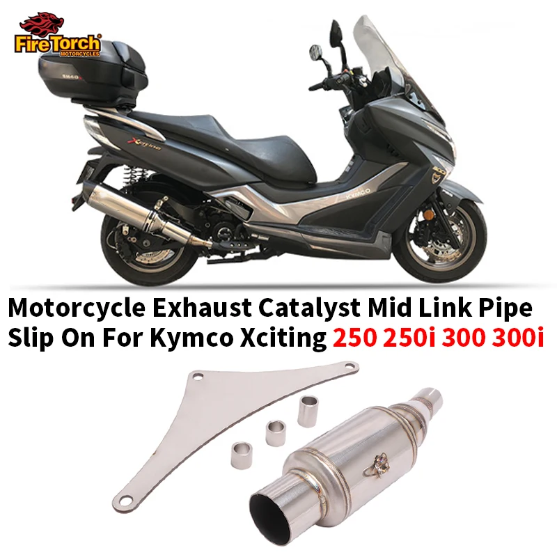 Slip On For Kymco Xciting 250 250i 300 300i Motorcycle Exhaust Muffler Modify Escape Moto Bike Silence Middle Link Pipe