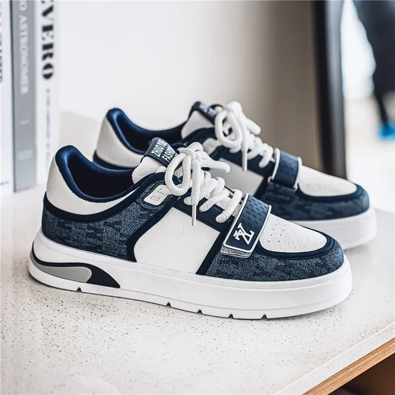 Fashion Blue Men's Skateboard Shoes Street Style Platform Casual Sneakers Man Hip Hop Designer Shoes For Men Skateboarding Shoes