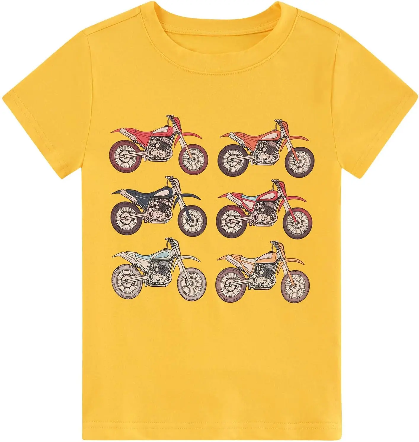 Motorcycle Print Boys T-Shirt Cotton Short Sleeve Graphic Tee Summer Trip Casual Wear
