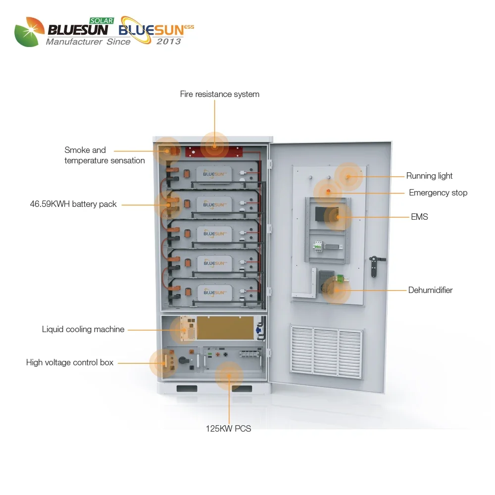 Bluesun precio de fábrica nueva llegada sistema de energía Solar Industrial refrigerado por líquido con Panel Solar de batería inversor