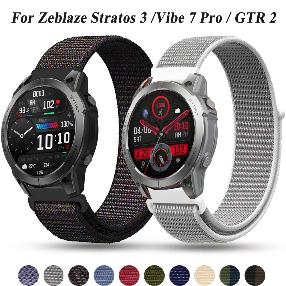 22 20mm Nylon Strap For Zeblaze Vibe 7 Pro/Stratos 2 3 Watch Band Bracelet correa For Zeblaze Vibe 7 GTS 2 Wristband Accessories