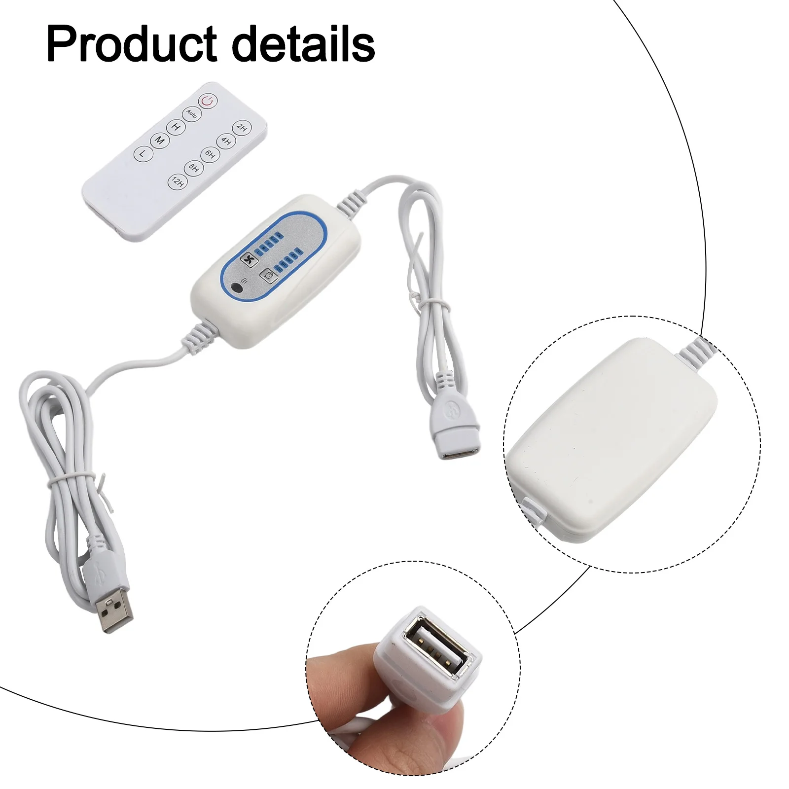

Adjustable USB Fan Remote Control Power Cord Wireless Control 2 In 1 Design Power Supply Only White Home And Office
