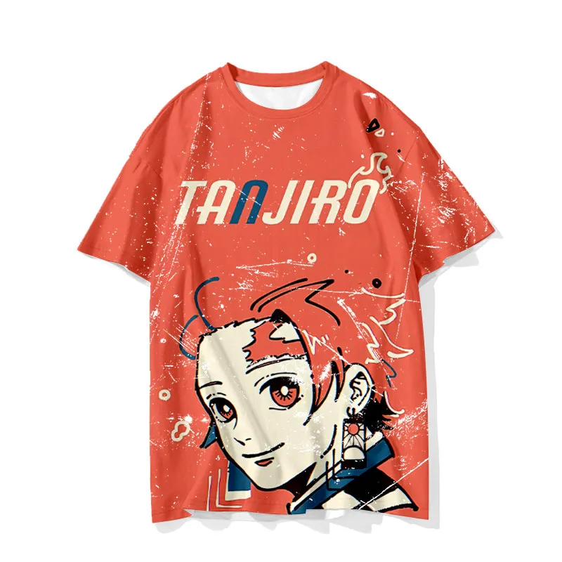 2026 Summer Demon Slayer Retro Cosplay T-shirt Men's Oversized 3D Printed Short-sleeved Family Unisex Children's Sports Shirt
