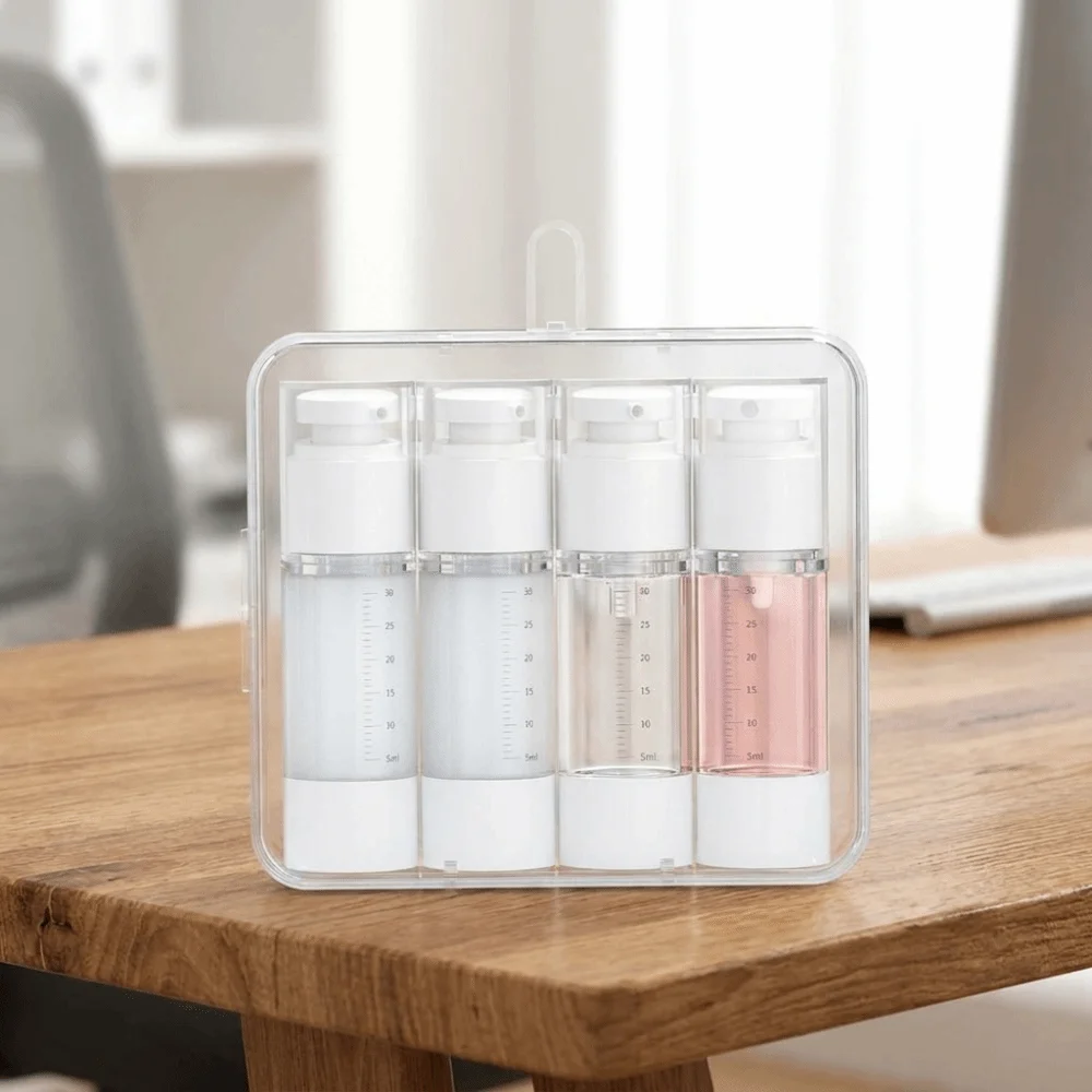 Transparent Travel Refillable Bottles Set Reusable Leak Proof Shampoo Empty Container Labels Save Space