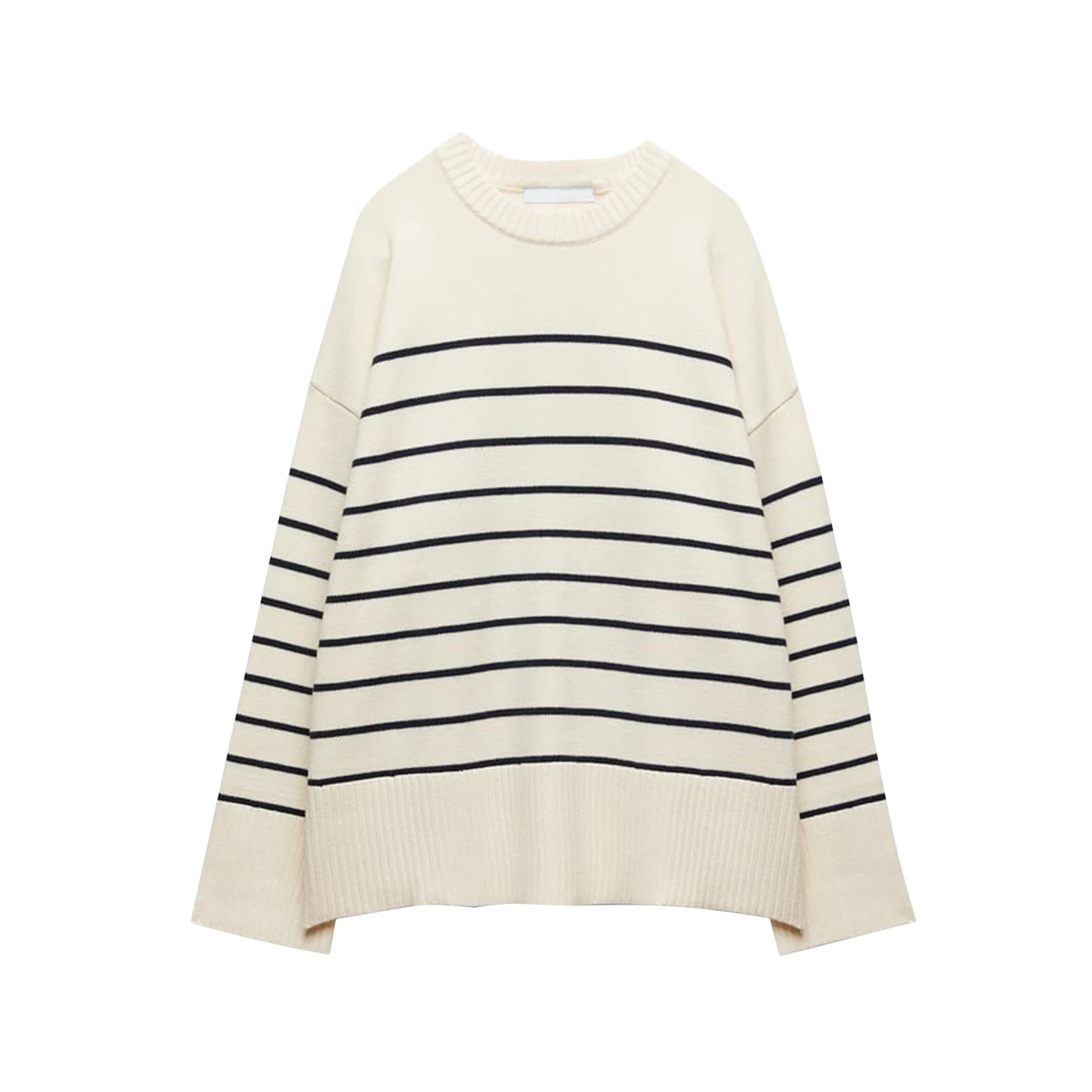 

Autumn New Arrival Women's Sle Side Slit Stripe Knitwear Casual Comfortable Long Sve round Ne Sweater Z Brand