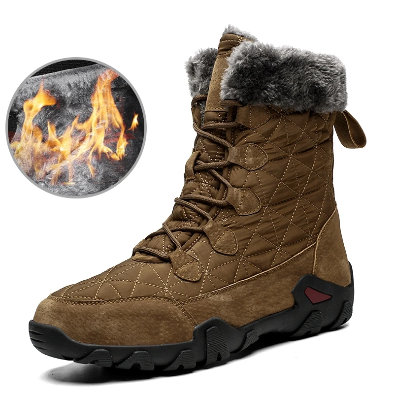 Golden Sapling Winter Warm Military Shoes Men Outdoor Windproof Work Mid-calf Boots Male Genuine Leather Non-slip Short Booties