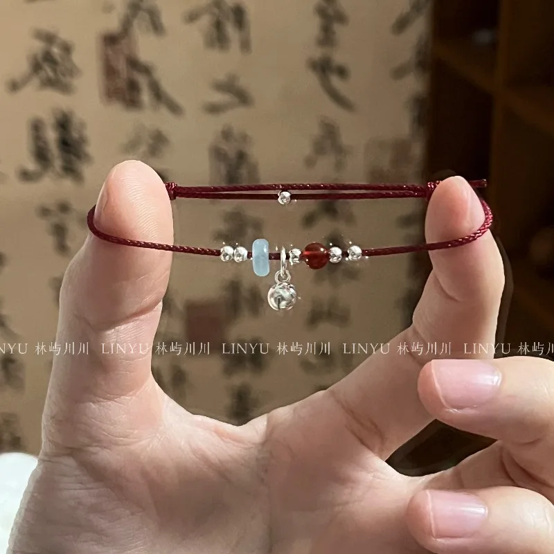 Neo Chinese Style Bell Red Cord Handmade Bracelet Anklet for Women Couple Besties Gift Delicate Elegant Versatile Pretty Lovely