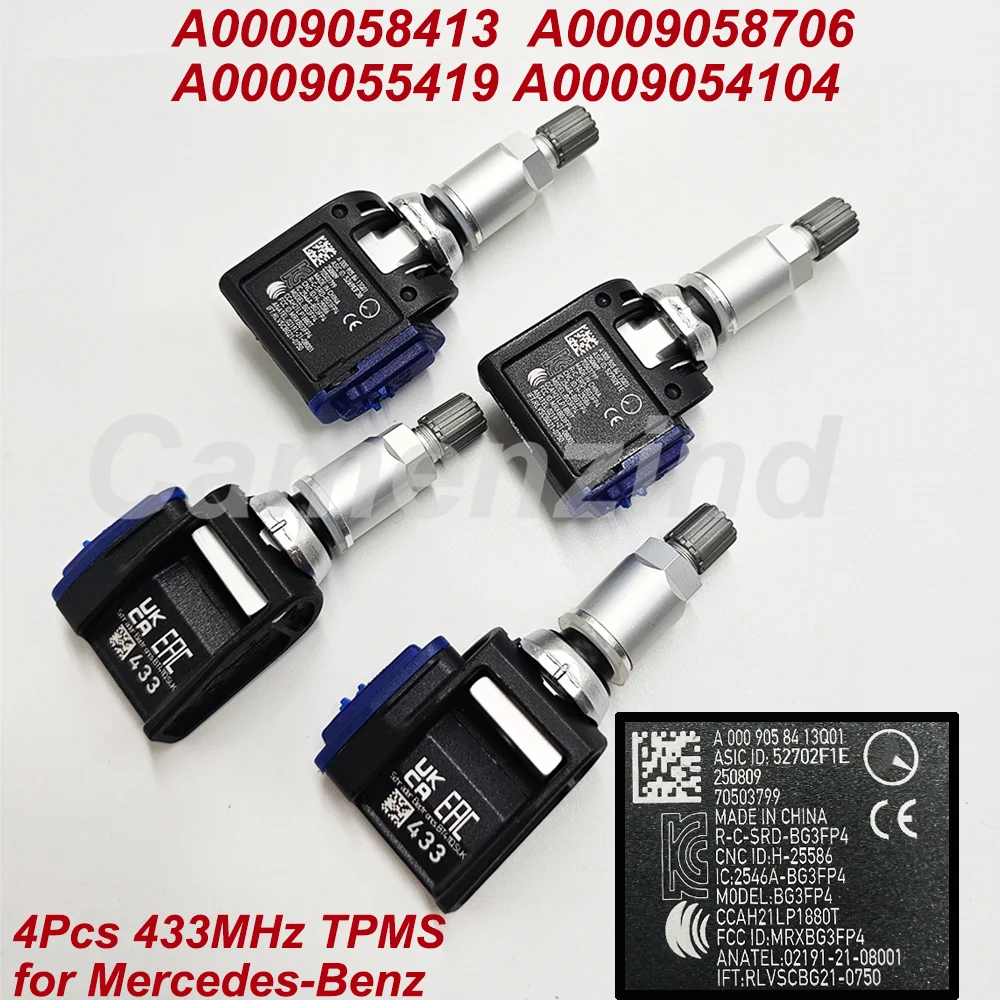 

4Pcs TPMS Tire Pressure Sensor A0009058413 A0009058706 For Benz C-Class W206 E-Class C236 EQE V295 X294 EQS V297 X296 GLC X254