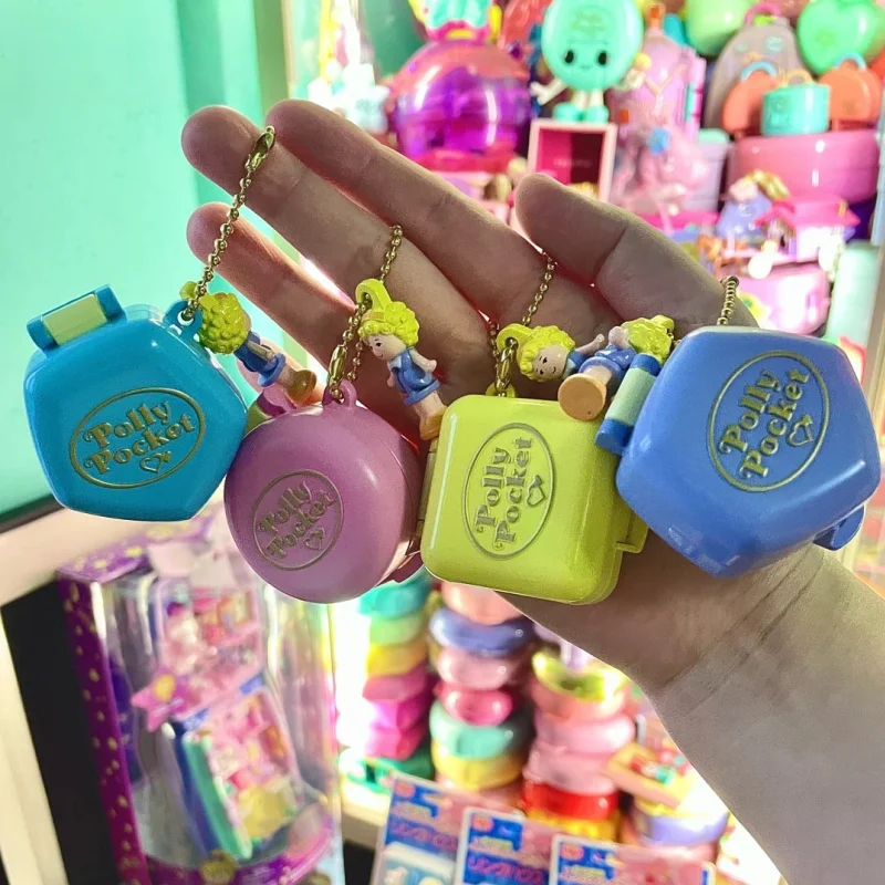 New Arrival Bandai Polly Pocket Treasure Box Charm 4pcs Anime Action Figure Model Doll Ornament Desktop Toy Girl Festival Gifts