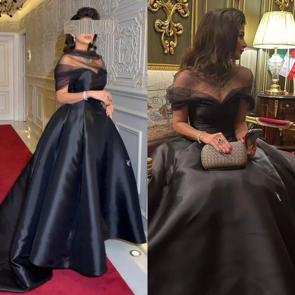 

Elegant High Quality Off-the-shoulder Ball Gown Floor Length Evening Dresses Tulle Satin ladies dresses for special occasions