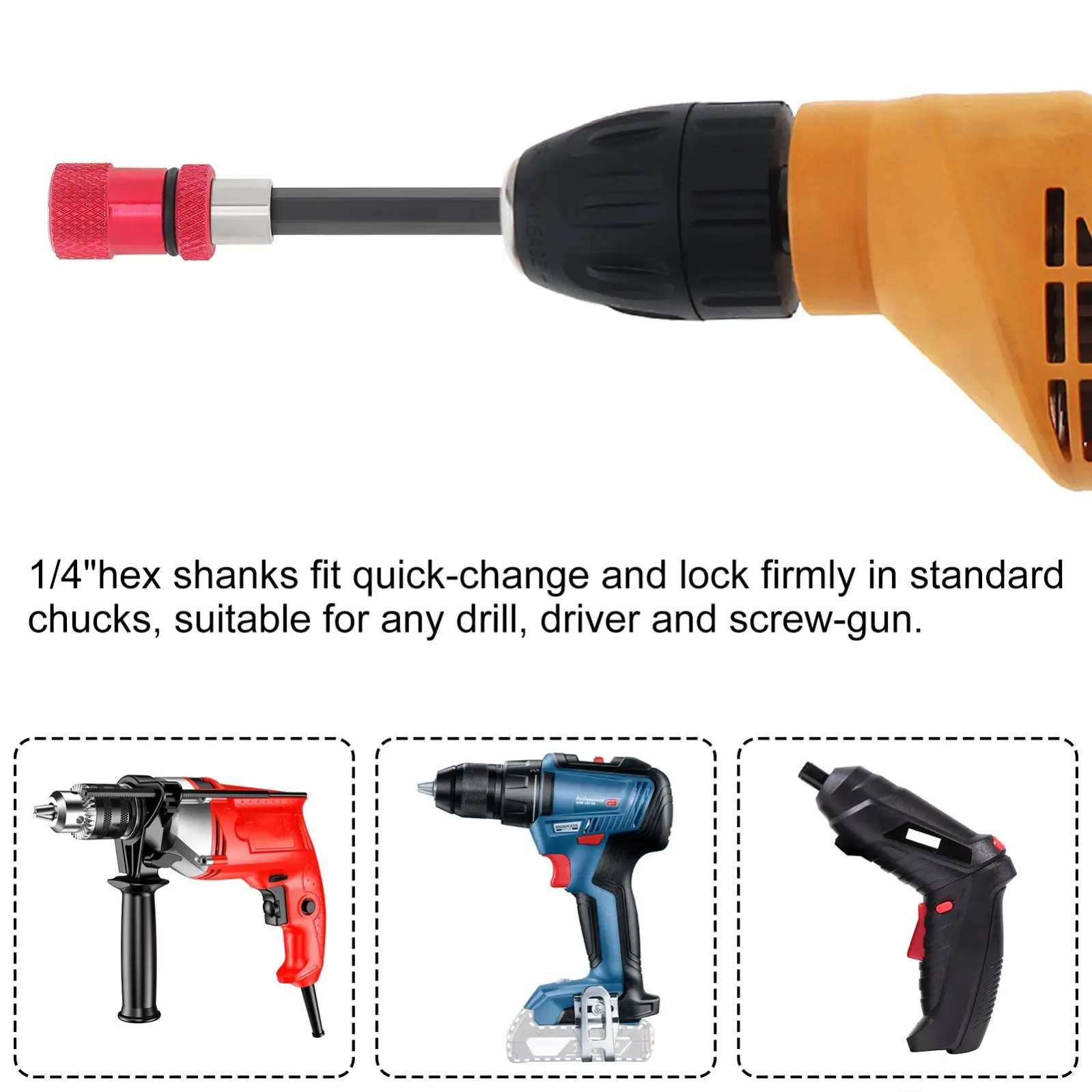 3pcs/set Magnetic Electric Screwdriver Bit Holder Adapter Quick Release Hex Shank Extension Bar Socket Screw Driver Drill Bit