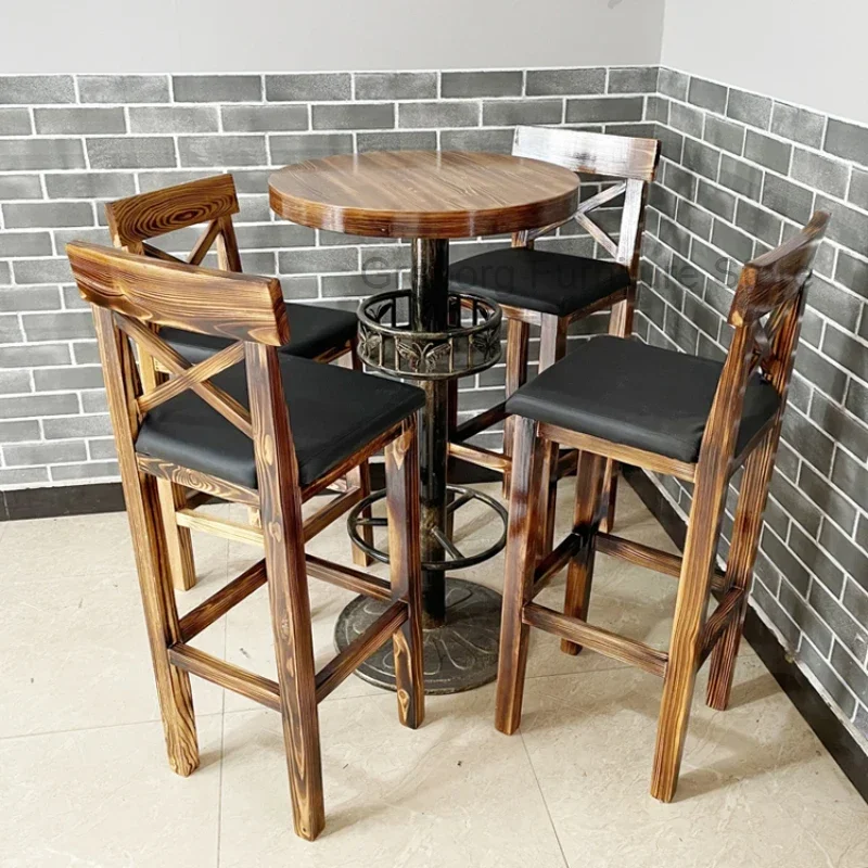 Wood Style Bar Chairs Modern Minimalistic Design High Bar Stools Counter Black Banco Alto Para Barra Salon Furniture