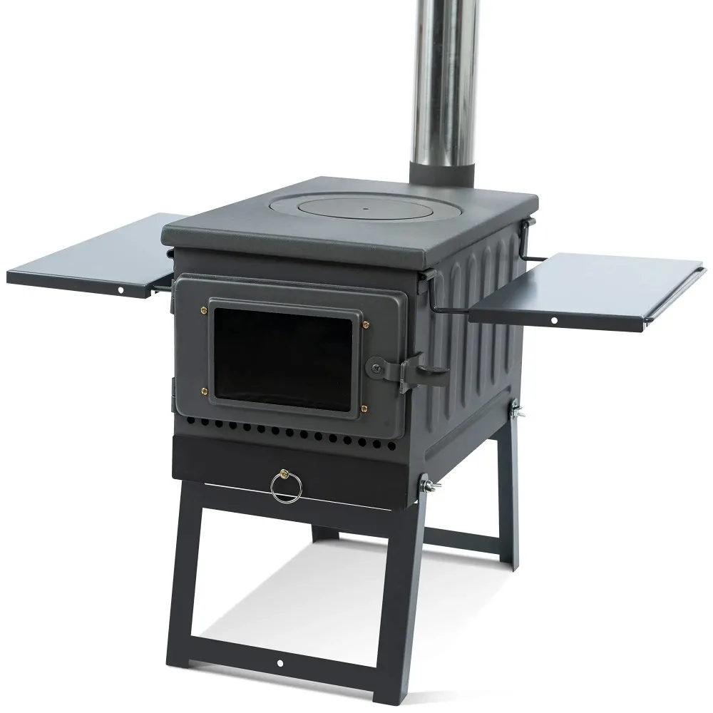 Portable Wood-Burning Camping Grill Firewood BBQ with Cooking Grate and Spark Screen for Outdoor, Backyard, Backpacking