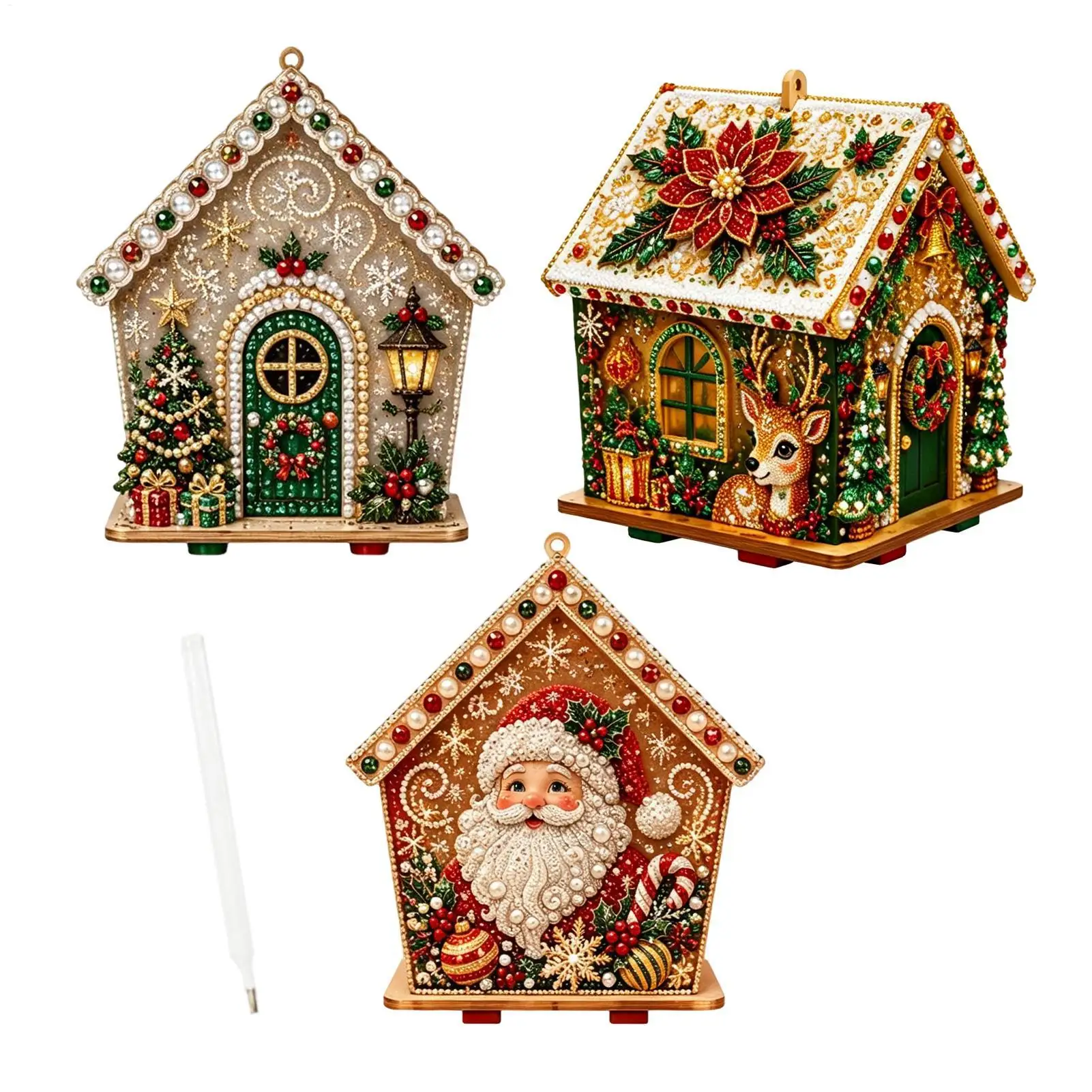 Pearl Art House Shape Christmas 5D Painting Gems Beads DIY Decoration Rhinestones Art Kit Holiday Craft Christmas Birthday Gifts
