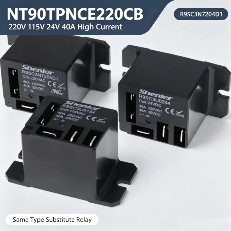 NT90TPNCE220CB R9SC3N7204D1 40A High Current Power Relay 220V 115V 24V Coil AC DC General Purpose Replacement Switches Component