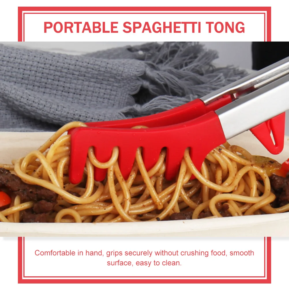 

1pc Ergonomic Silicone Food Reusable Heat Resistant Kitchen Pasta Clip Portable Household Spaghetti Tong Home Accessory Bbq Tool